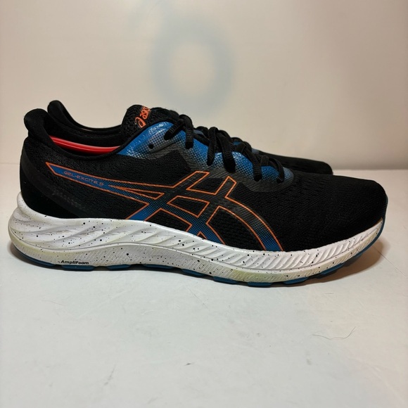 ASICS Gel-Excite 8 Black Blue Mesh Lace Up Low Top Running Sneakers Sz Mens 11.5 - Picture 1 of 9